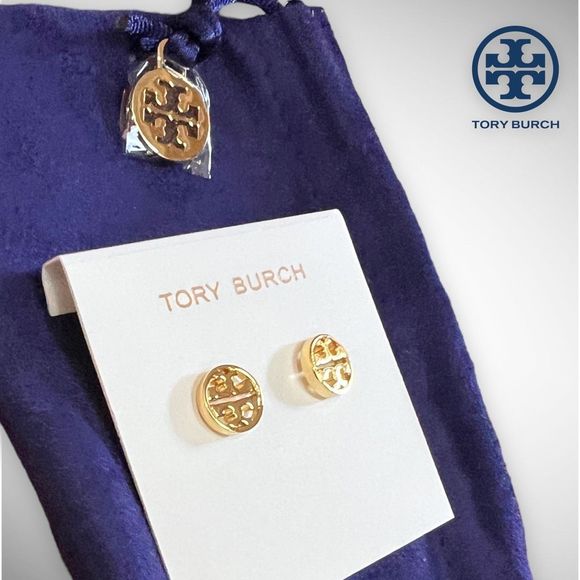 New Tory Burch Miller 18k Gold-Plated Stud Earrings in Gold $78 - Picture 6 of 14